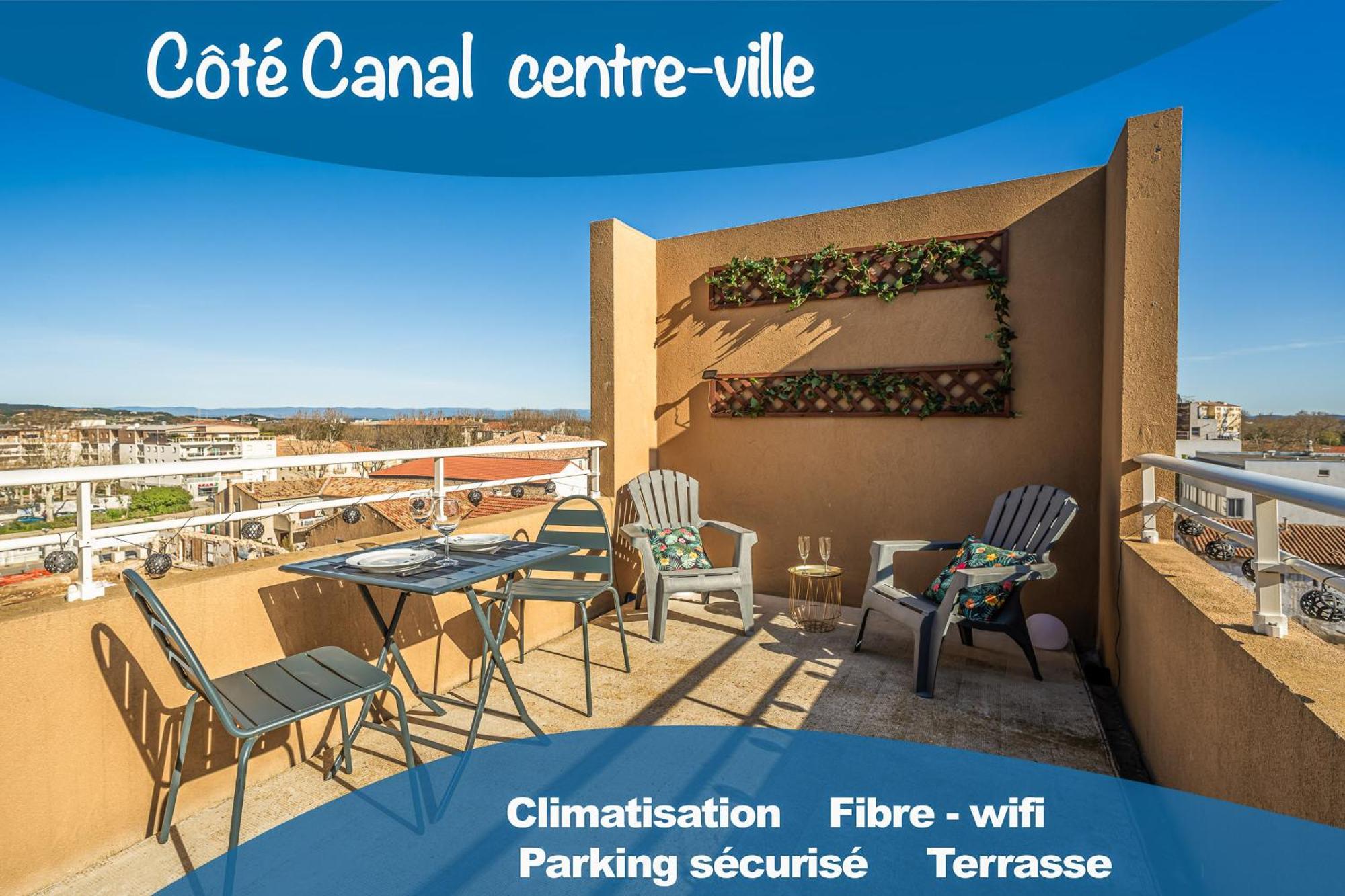 Appartement "Cote Canal", Terrasse , Climatisation , Parking Prive Narbona Exterior foto